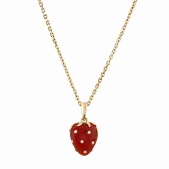 Agate Strawberry Charm Pendant Necklace