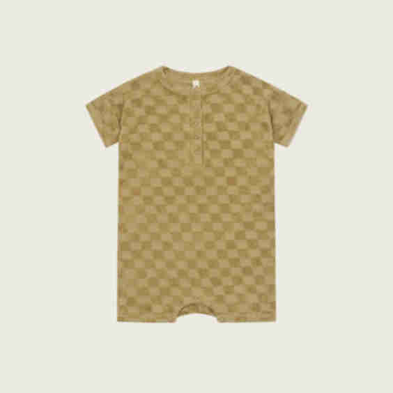 Dusky Checkerboard Terry Beach Romper
