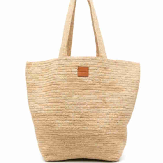 Logo-Patch Raffia Tote Bag