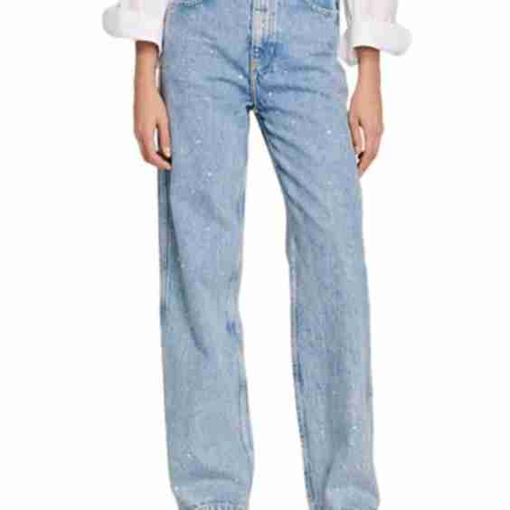 Rhinestone Straight-Leg Jeans