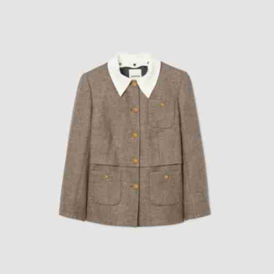Houndstooth Detachable-Collar Jacket