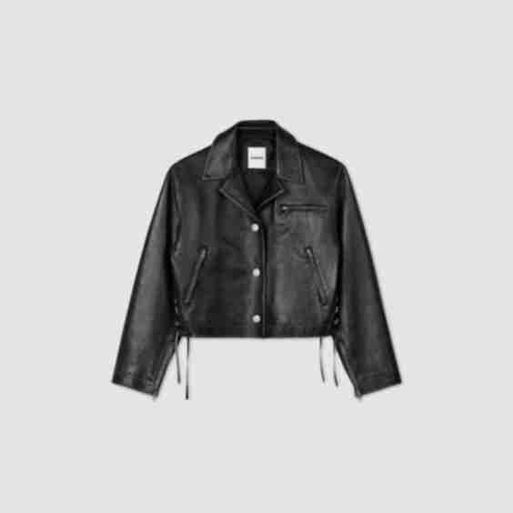 Distressed Cropped Leather Jacket