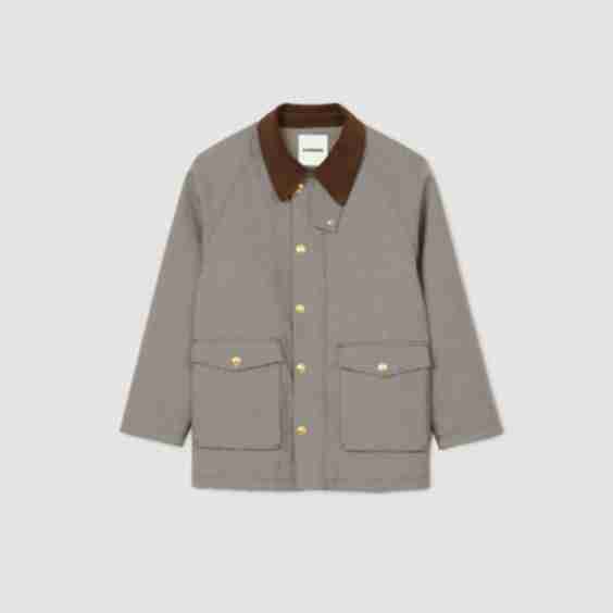Check Coat With Velvet Collar