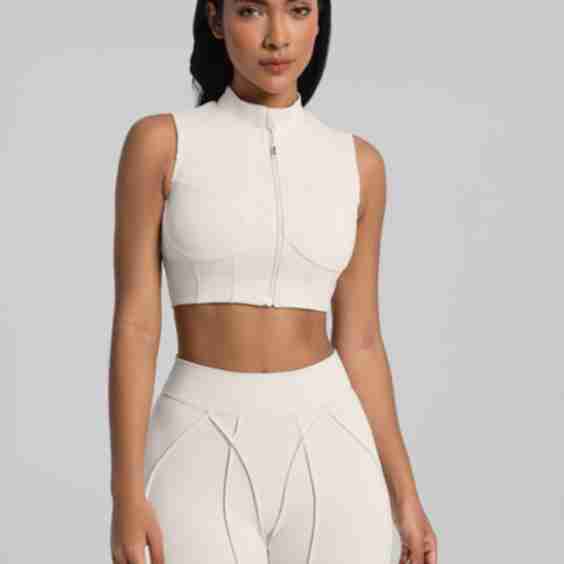 High Neck Zip Up Top