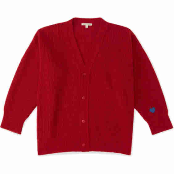 Wool Embroidered Heart Confetti Apple Cardigan