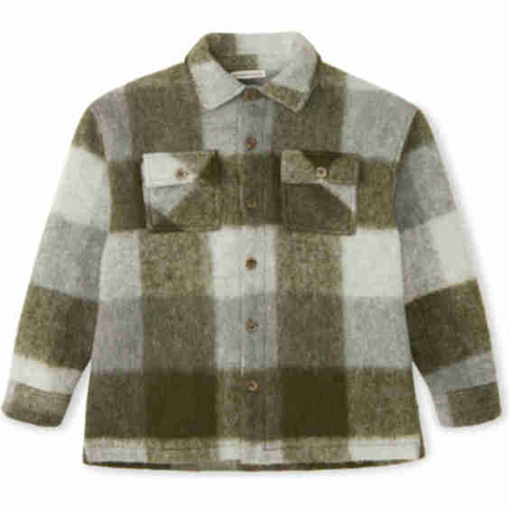 Virgin Wool Plaid Overshirt