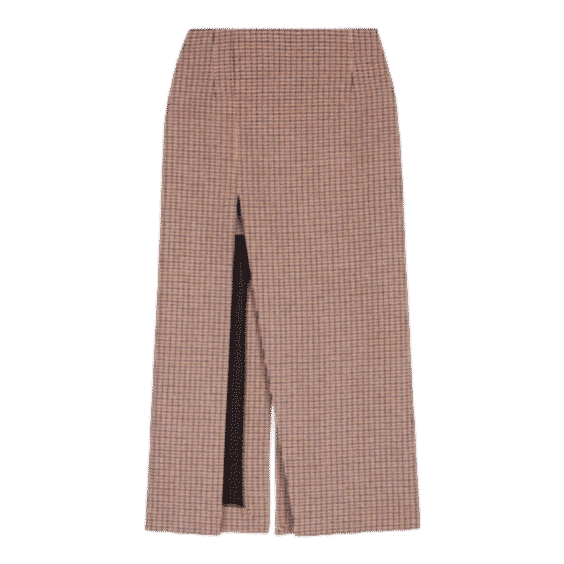 Houndstooth Midi Skirt with Split