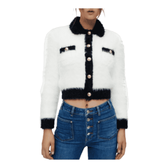 Muffy Contrasting Fluffy Knit Cardigan