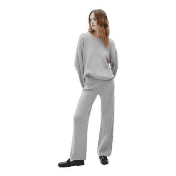 CashSoft Shaker-Stitch Sweater Pants