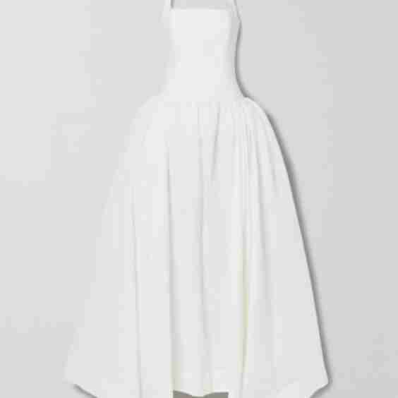 Cotton-Twill & Striped Seersucker Halterneck Gown