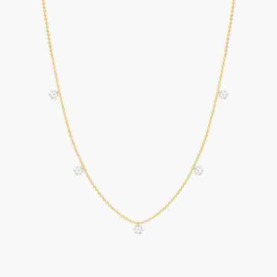 Five Pierced Diamond Specks Necklace 