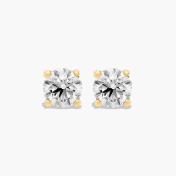  Four Prong Round Diamond Stud Earrings