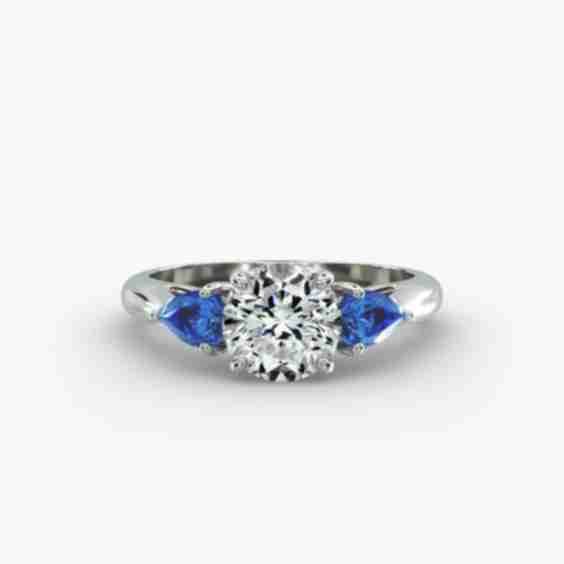 Pear Shaped Sapphire Three Stone Engagement Ring