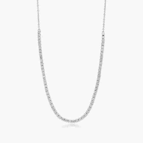 14 K White Gold Lab Grown Diamond Half Tennis Necklace 