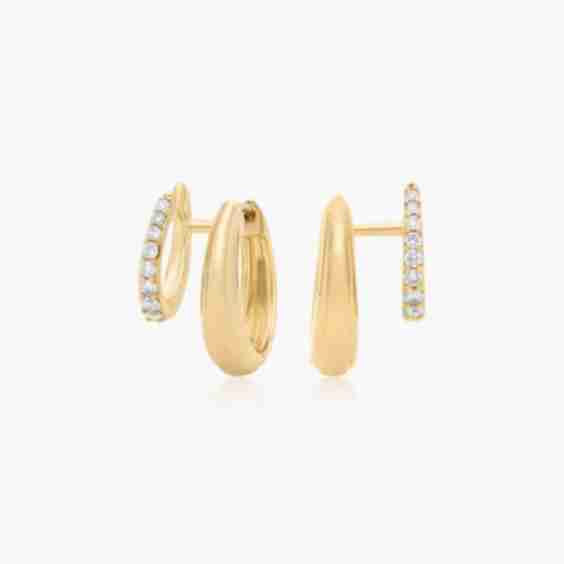 Double Row Climber Huggie Earrings with Lab-Grown Diamonds