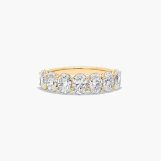 Seven Stone Anniversary Ring with 3 CTW Oval Cut Lab Grown Diamonds
