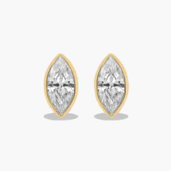 Fancy Bezel Marquise Cut Lab-Grown Diamond Stud Earrings