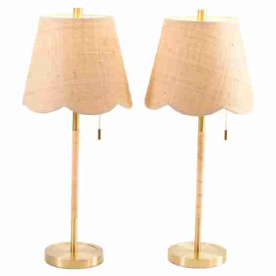 2pk 28in scalloped shade table lamps