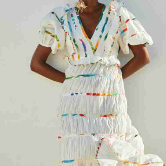 Mixed Off-White Prints Midi Dress