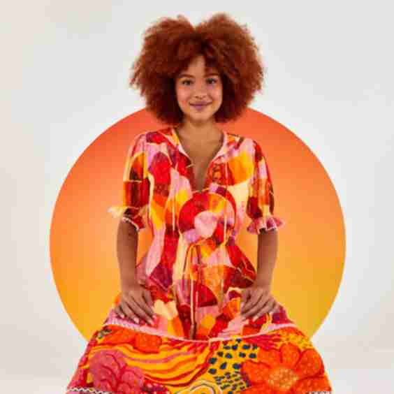 Mixed Patch Twirl Maxi Dress