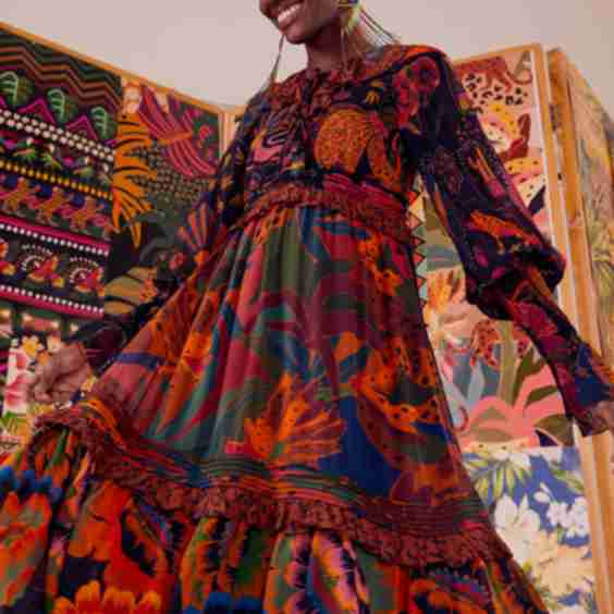 Mixed Leopards Jungle Long Sleeve Midi Dress