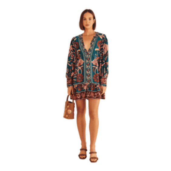 Teal Seashell Tapestry Mini Dress