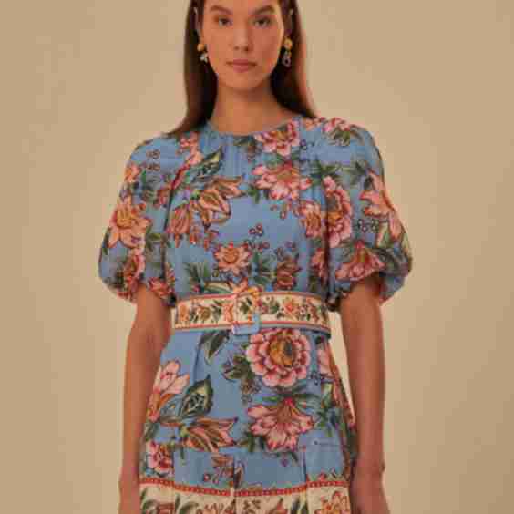 Blue Wonderful Bouquet Mini Dress
