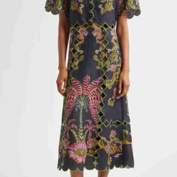 Ravenala Floral Short Sleeve Midi Dress