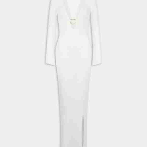 Multiway Gold Ring Long Sleeve Resort Knit Dress