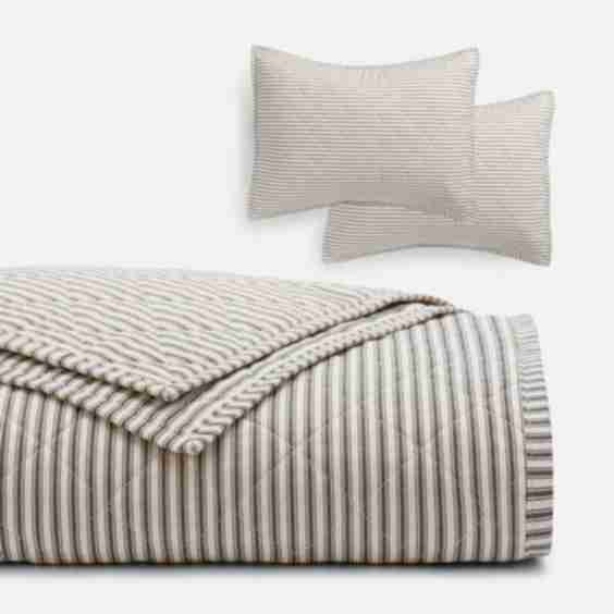 Ticking Stripe Quilt And Shams Bundle
