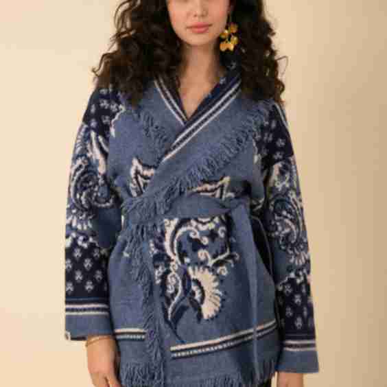 Zelie Wool Blend Wrap Sweater