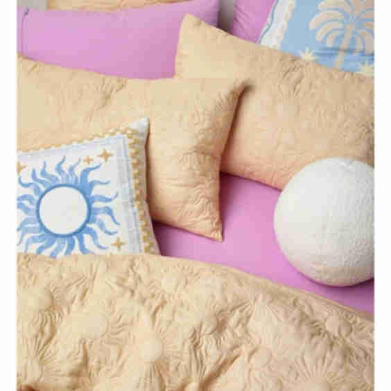 Leo Quilted Quilt Cover Set in Soft Yellow