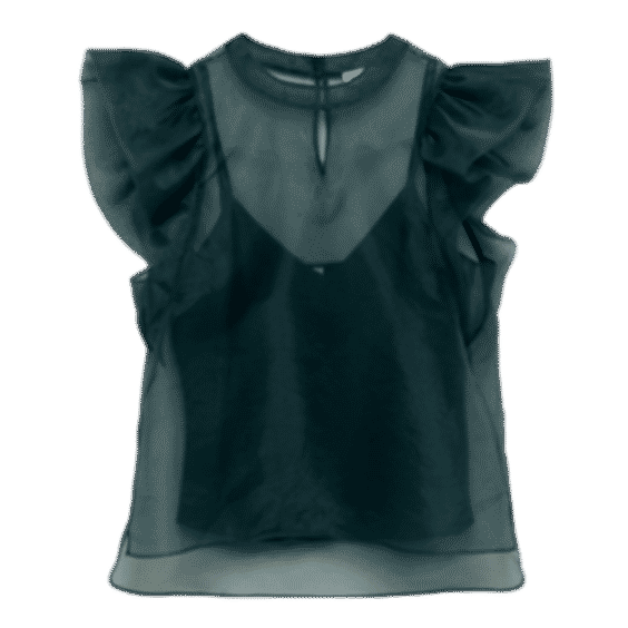 Corina Organza Ruffle Sleeve Crew Neck Top