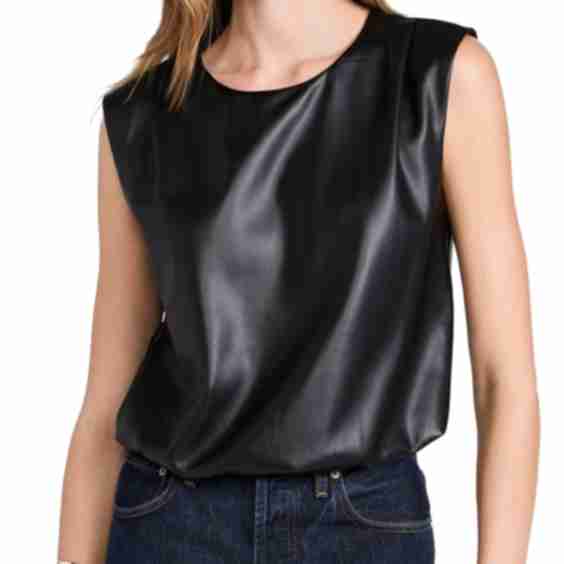The Maeve Vegan Leather Sleeveless Tee