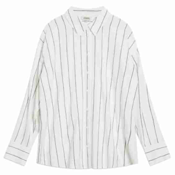 Wide Stripe Linen Blend Shirt