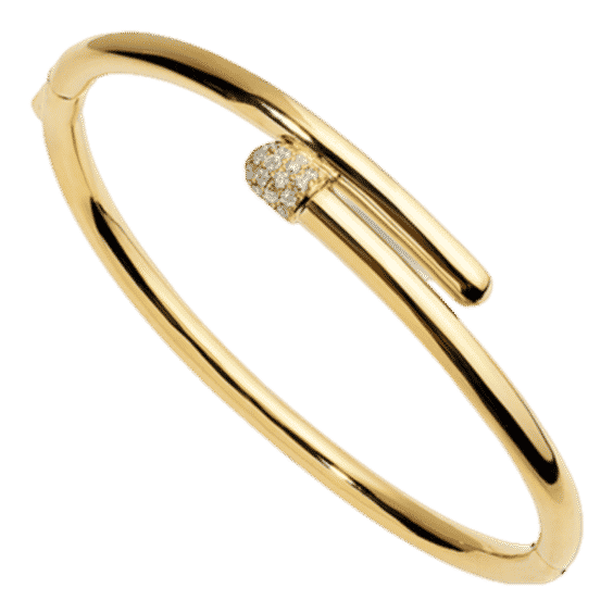 "extrusion" Thin Bypass Pill Cuff Yelllow Gold With Diamonds