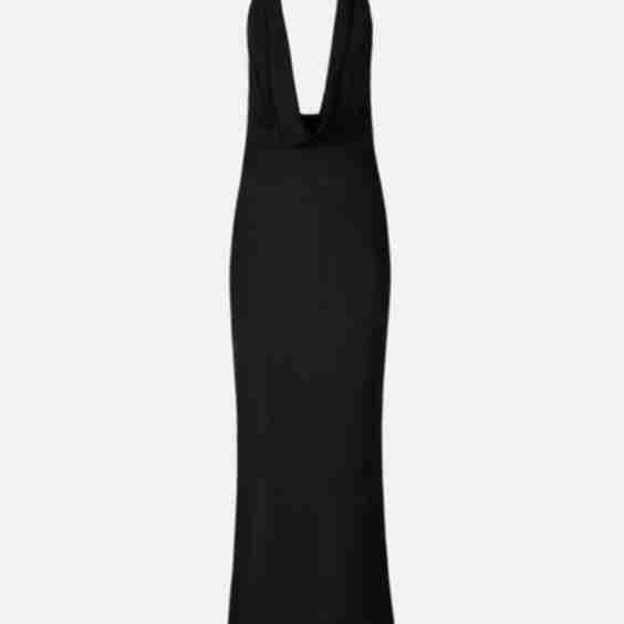 Chiffon Plunging Cowl Neck Maxi Dress