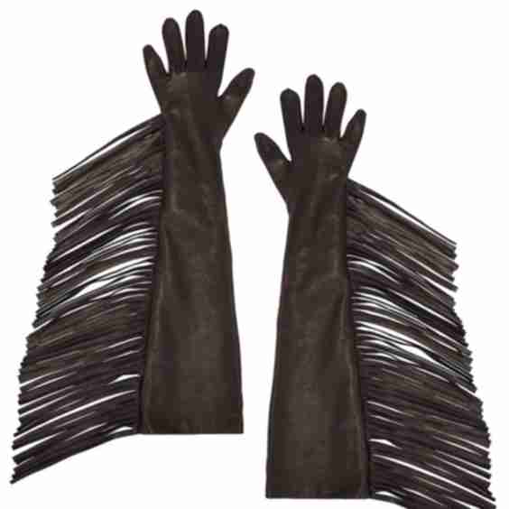Long Fringed Leather Gloves