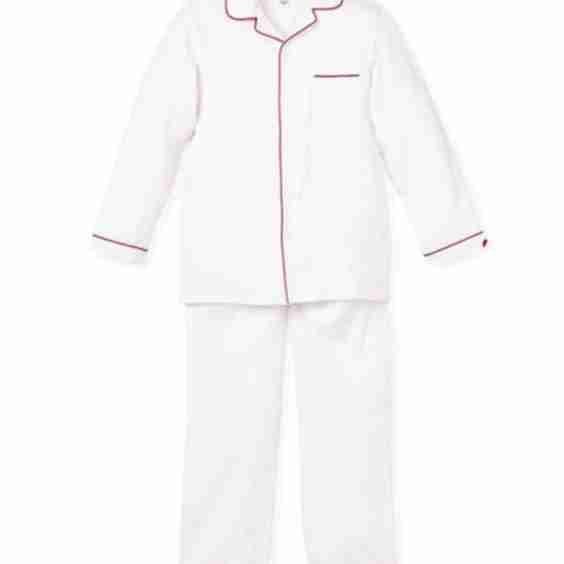 Children's White Pajamas with Colored Piping