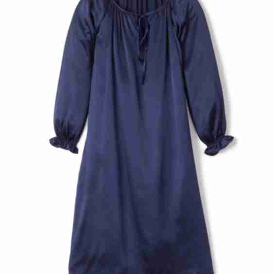 100% Mulberry Navy Silk Kids Delphine Nightgown