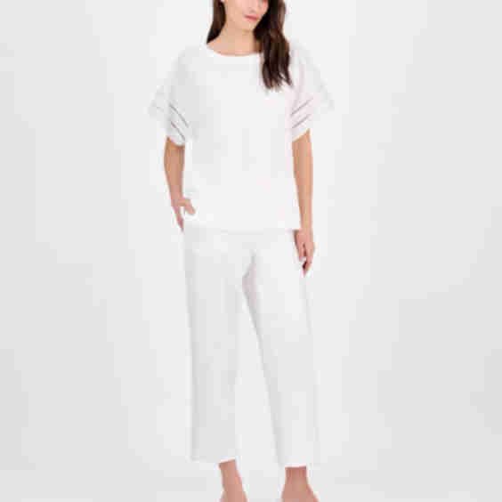 Petite Dropped Shoulder Ladder Trim Top