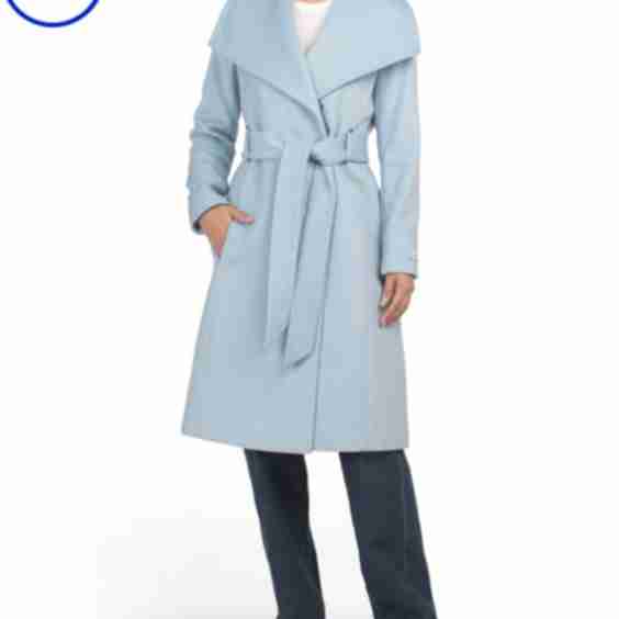 Wool And Cashmere Blend Missy Asymmetrical Belted Wrap Coat