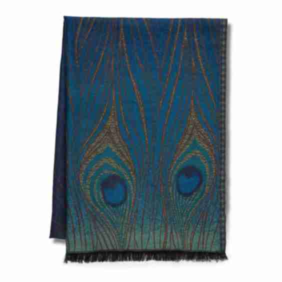 Peacock Feather Wool Blend Shawl