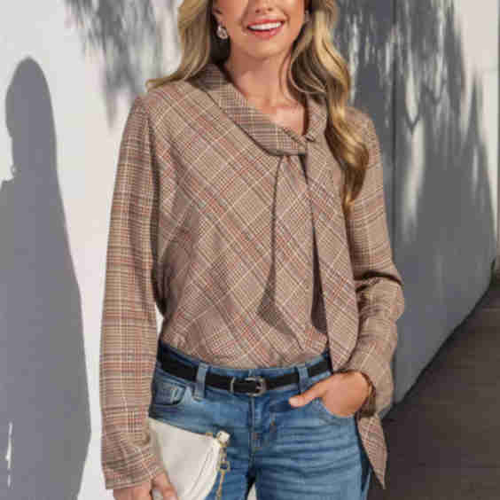 Glen Plaid Ascot Tie Top