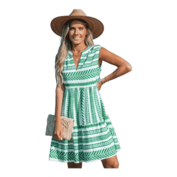 Geometric Print Sleeveless Mini Dress 