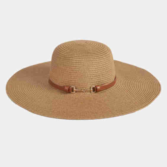 Faux Leather Band Wide Brim Straw Beach Sun Hat