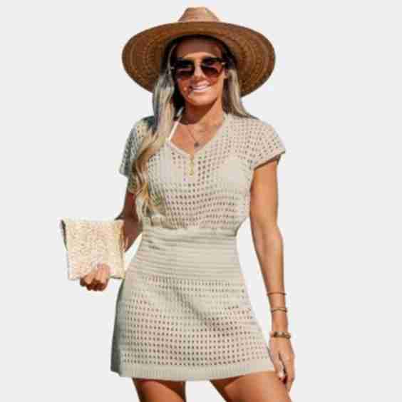 Cutout V-Neck Cover-Up Dress 