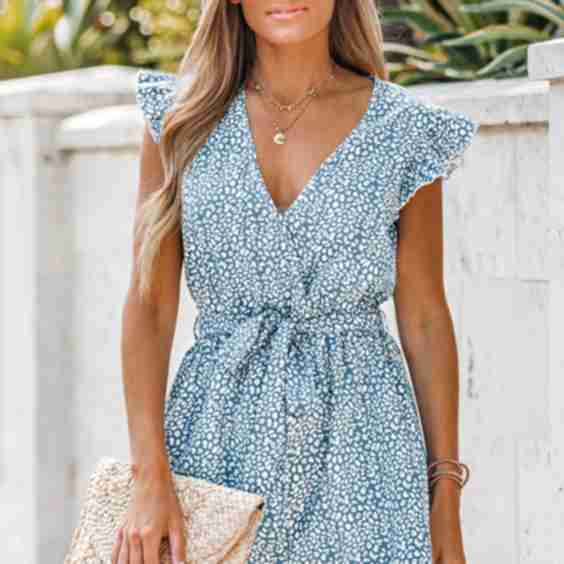 Leopard Print Drawstring Romper