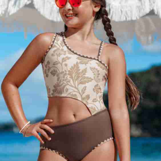 Coral Bud Floral One-Piece Swimsuit