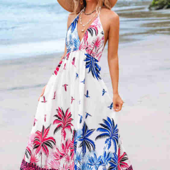 Coconut Dream Tropical Maxi Dress